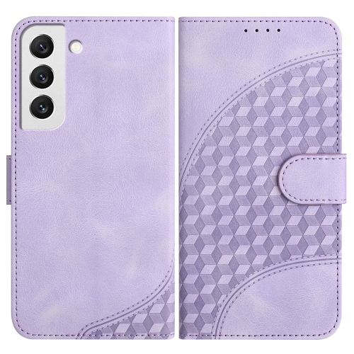 

For Samsung Galaxy S22 5G YX0060 Elephant Head Embossed Phone Leather Case with Lanyard(Light Purple)