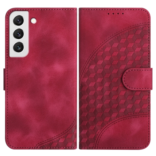 

For Samsung Galaxy S22 5G YX0060 Elephant Head Embossed Phone Leather Case with Lanyard(Rose Red)