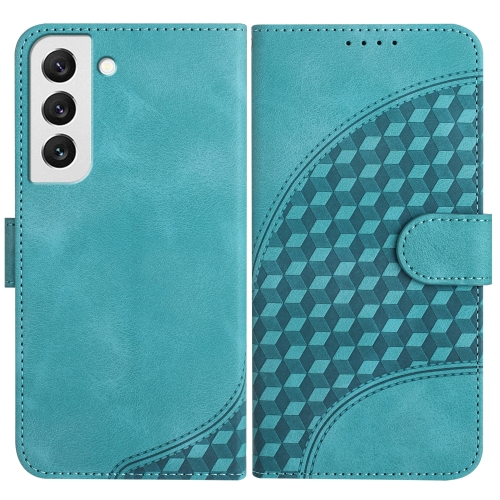

For Samsung Galaxy S22 5G YX0060 Elephant Head Embossed Phone Leather Case with Lanyard(Light Blue)