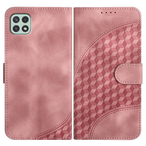 

For Samsung Galaxy A22 5G YX0060 Elephant Head Embossed Phone Leather Case with Lanyard(Pink)