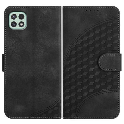 

For Samsung Galaxy A22 5G YX0060 Elephant Head Embossed Phone Leather Case with Lanyard(Black)