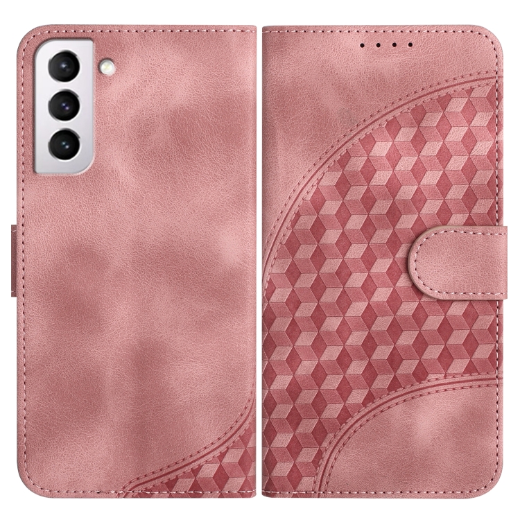 

For Samsung Galaxy S21 FE 5G YX0060 Elephant Head Embossed Phone Leather Case with Lanyard(Pink)