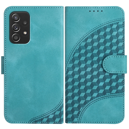 

For Samsung Galaxy A52 4G/5G YX0060 Elephant Head Embossed Phone Leather Case with Lanyard(Light Blue)