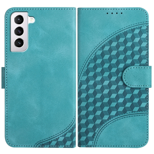 

For Samsung Galaxy S21 5G YX0060 Elephant Head Embossed Phone Leather Case with Lanyard(Light Blue)