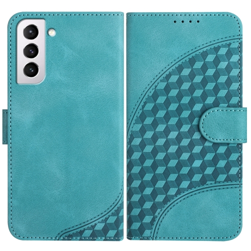 

For Samsung Galaxy S21+ 5G YX0060 Elephant Head Embossed Phone Leather Case with Lanyard(Light Blue)