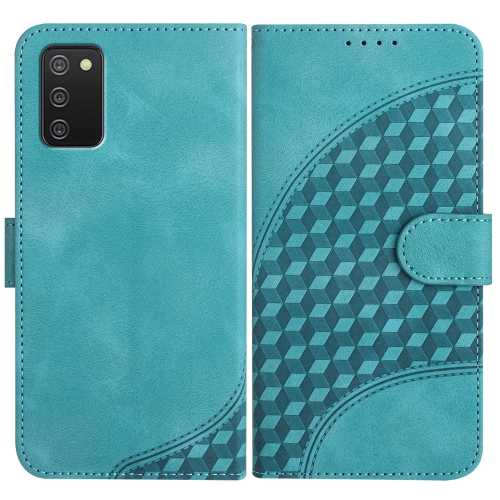 

For Samsung Galaxy A02s 164mm YX0060 Elephant Head Embossed Phone Leather Case with Lanyard(Light Blue)