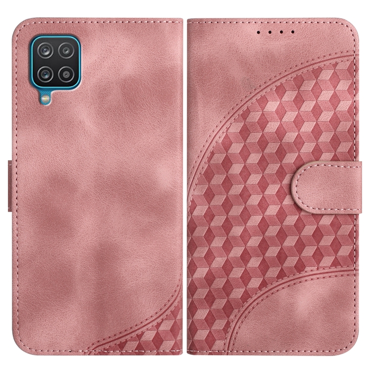 

For Samsung Galaxy A12 YX0060 Elephant Head Embossed Phone Leather Case with Lanyard(Pink)