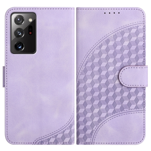 

For Samsung Galaxy Note20 Ultra YX0060 Elephant Head Embossed Phone Leather Case with Lanyard(Light Purple)
