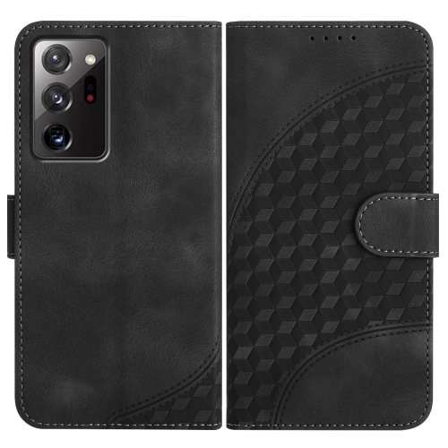 

For Samsung Galaxy Note20 Ultra YX0060 Elephant Head Embossed Phone Leather Case with Lanyard(Black)