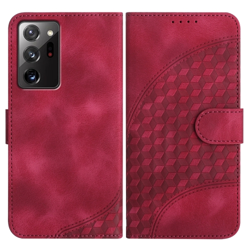 

For Samsung Galaxy Note20 Ultra YX0060 Elephant Head Embossed Phone Leather Case with Lanyard(Rose Red)