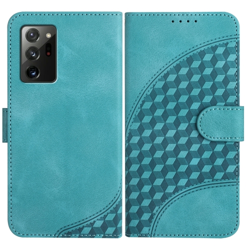 

For Samsung Galaxy Note20 YX0060 Elephant Head Embossed Phone Leather Case with Lanyard(Light Blue)