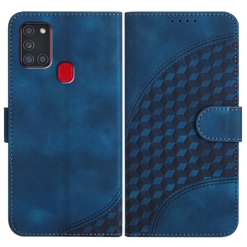 

For Samsung Galaxy A21s YX0060 Elephant Head Embossed Phone Leather Case with Lanyard(Royal Blue)