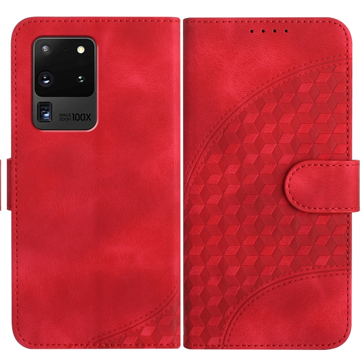 

For Samsung Galaxy S20 Ultra 5G YX0060 Elephant Head Embossed Phone Leather Case with Lanyard(Red)