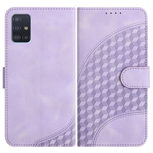 

For Samsung Galaxy A51 4G YX0060 Elephant Head Embossed Phone Leather Case with Lanyard(Light Purple)