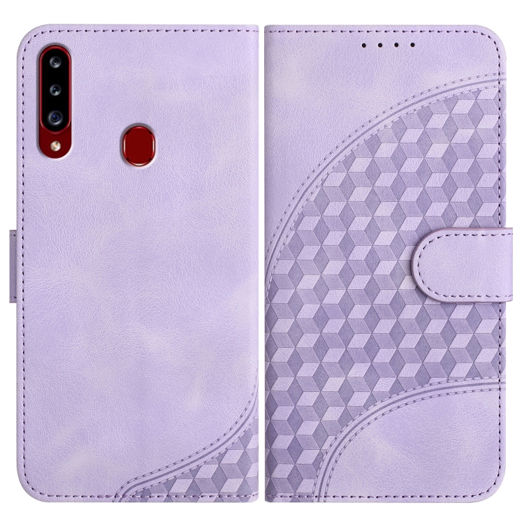 

For Samsung Galaxy A20s YX0060 Elephant Head Embossed Phone Leather Case with Lanyard(Light Purple)