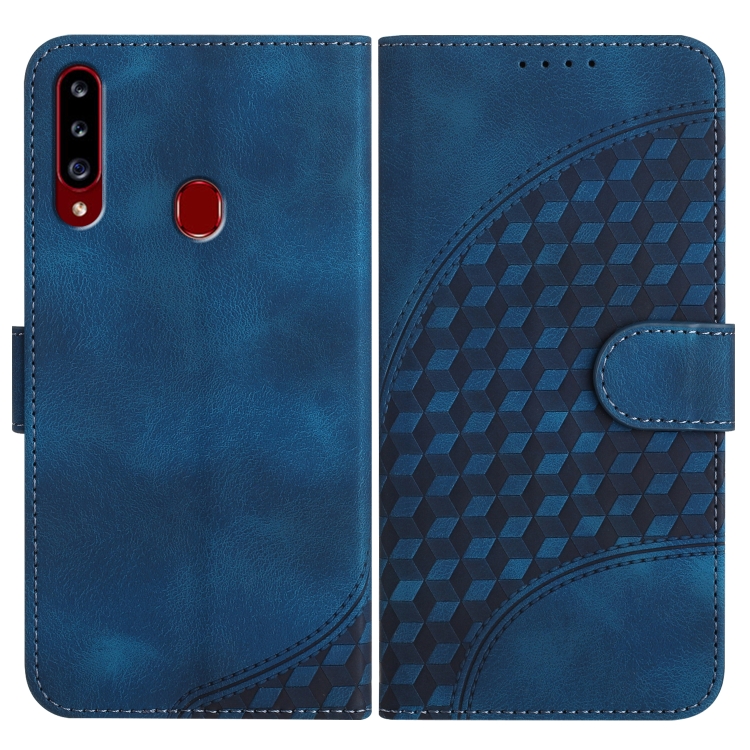 

For Samsung Galaxy A20s YX0060 Elephant Head Embossed Phone Leather Case with Lanyard(Royal Blue)