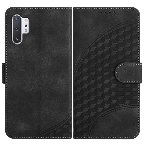 

For Samsung Galaxy Note10+ YX0060 Elephant Head Embossed Phone Leather Case with Lanyard(Black)