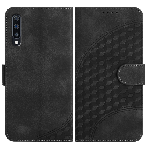 

For Samsung Galaxy A70 YX0060 Elephant Head Embossed Phone Leather Case with Lanyard(Black)