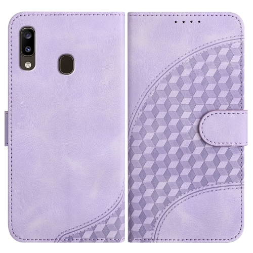 

For Samsung Galaxy A20/A30 YX0060 Elephant Head Embossed Phone Leather Case with Lanyard(Light Purple)
