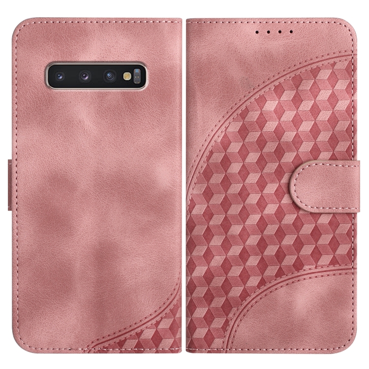 

For Samsung Galaxy S10+ YX0060 Elephant Head Embossed Phone Leather Case with Lanyard(Pink)