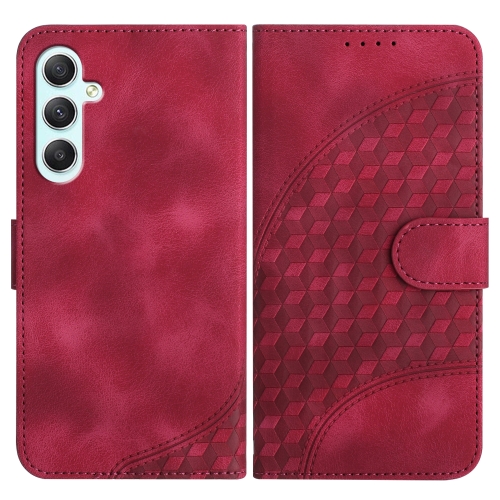 

For Samsung Galaxy A35 YX0060 Elephant Head Embossed Phone Leather Case with Lanyard(Rose Red)