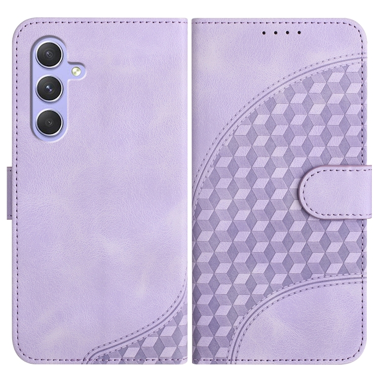 

For Samsung Galaxy A55 YX0060 Elephant Head Embossed Phone Leather Case with Lanyard(Light Purple)