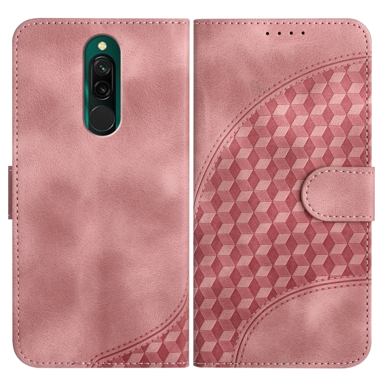 

For Xiaomi Redmi 8 YX0060 Elephant Head Embossed Phone Leather Case with Lanyard(Pink)