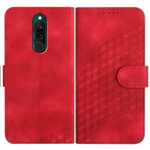 

For Xiaomi Redmi 8 YX0060 Elephant Head Embossed Phone Leather Case with Lanyard(Red)