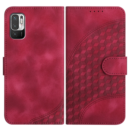 

For Xiaomi Redmi 10/10 Prime YX0060 Elephant Head Embossed Phone Leather Case with Lanyard(Rose Red)