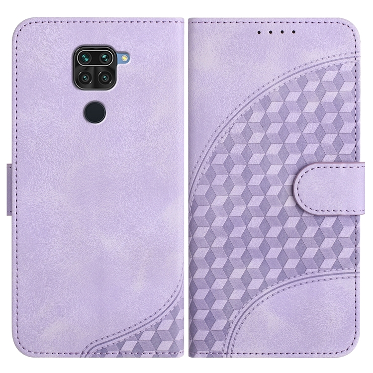 

For Xiaomi Redmi Note 9 4G Global/10X 4G YX0060 Elephant Head Embossed Phone Leather Case with Lanyard(Light Purple)