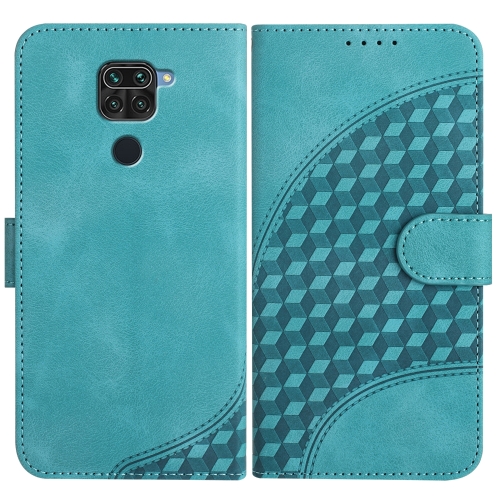 

For Xiaomi Redmi Note 9 4G Global/10X 4G YX0060 Elephant Head Embossed Phone Leather Case with Lanyard(Light Blue)