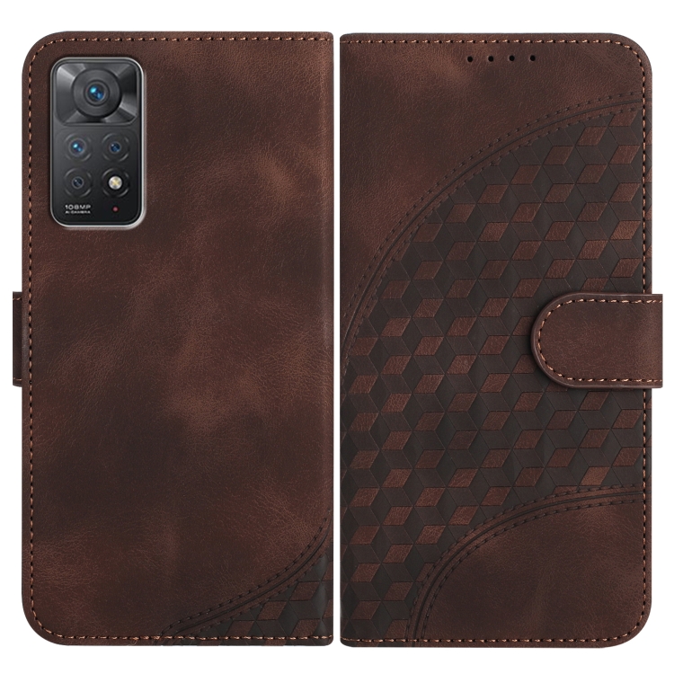 

For Xiaomi Redmi Note 11 Pro 4G Global/5G Global YX0060 Elephant Head Embossed Phone Leather Case with Lanyard(Coffee)