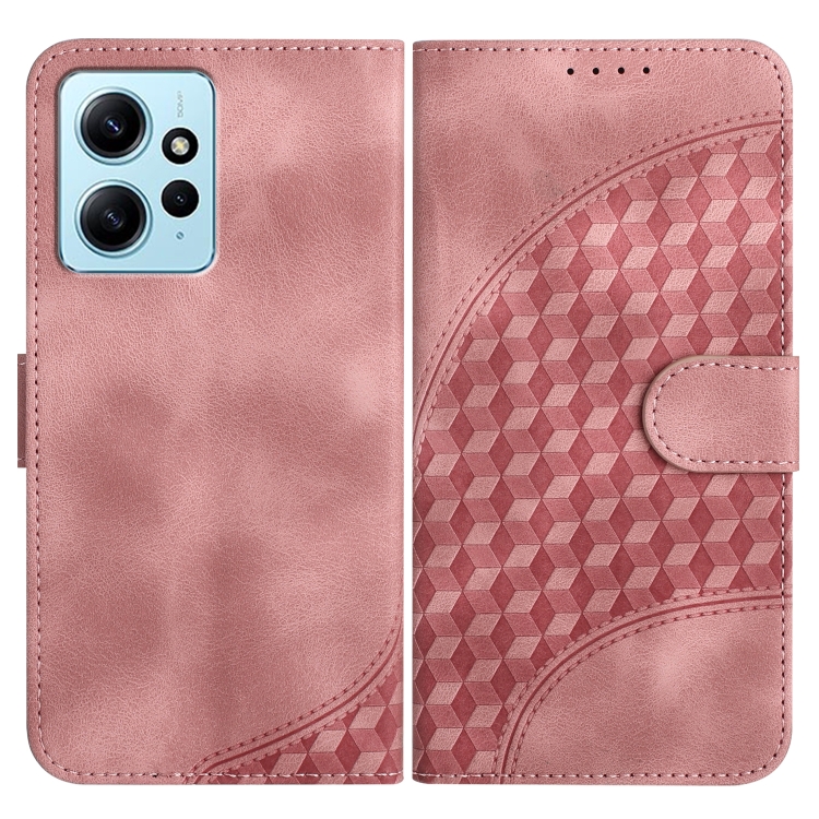

For Xiaomi Redmi Note 12 4G Global YX0060 Elephant Head Embossed Phone Leather Case with Lanyard(Pink)