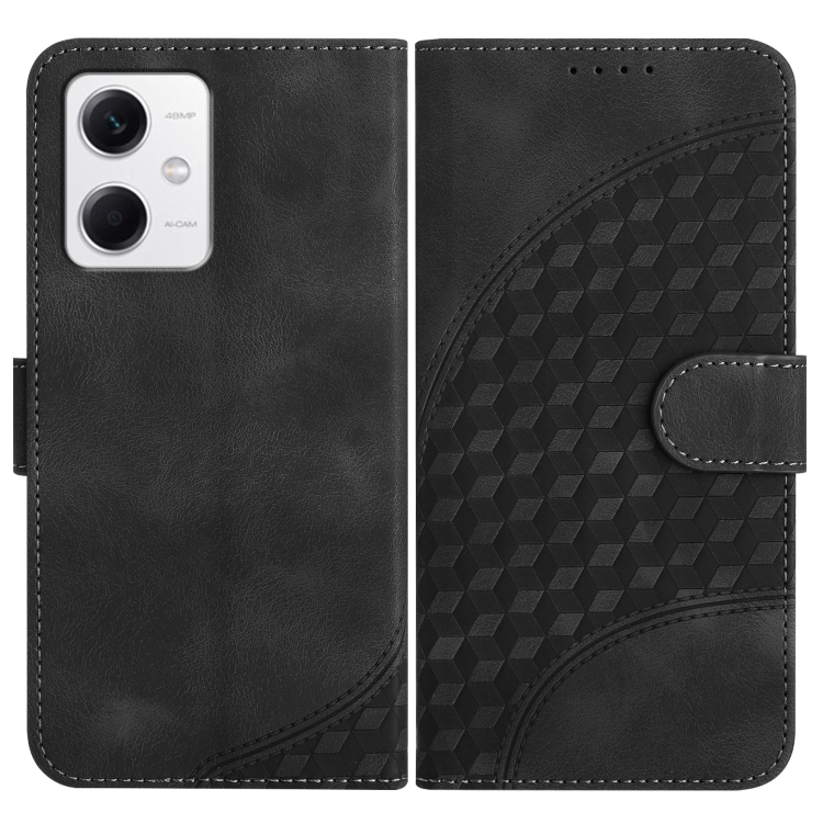 

For Xiaomi Redmi Note 12 5G Global/Poco X5 5G YX0060 Elephant Head Embossed Phone Leather Case with Lanyard(Black)