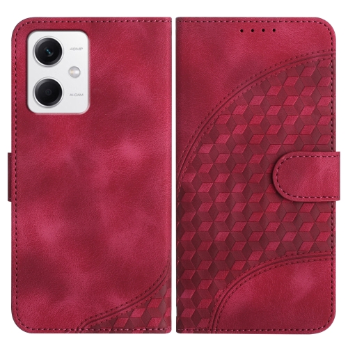 

For Xiaomi Redmi Note 12 5G Global/Poco X5 5G YX0060 Elephant Head Embossed Phone Leather Case with Lanyard(Rose Red)