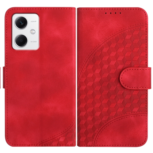 

For Xiaomi Redmi Note 12 5G Global/Poco X5 5G YX0060 Elephant Head Embossed Phone Leather Case with Lanyard(Red)