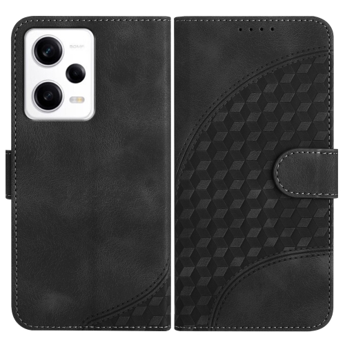

For Xiaomi Redmi Note 12 Pro 5G/Poco X5 Pro YX0060 Elephant Head Embossed Phone Leather Case with Lanyard(Black)