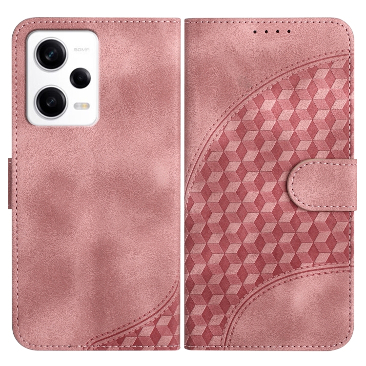 

For Xiaomi Redmi Note 12 Pro+ Global YX0060 Elephant Head Embossed Phone Leather Case with Lanyard(Pink)