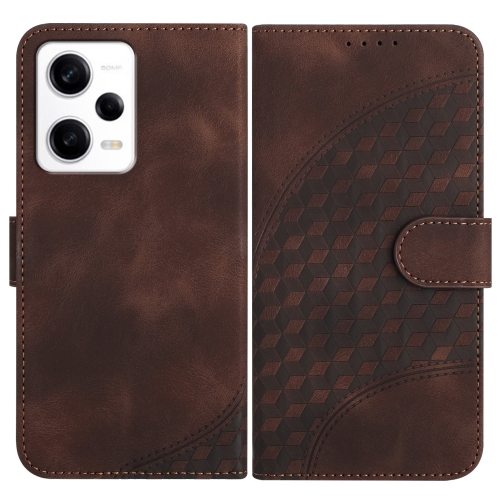 

For Xiaomi Redmi Note 12 Pro+ Global YX0060 Elephant Head Embossed Phone Leather Case with Lanyard(Coffee)