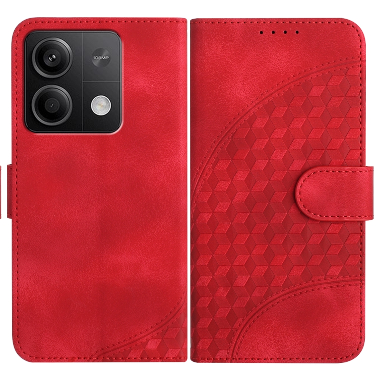 

For Xiaomi Redmi Note 13 5G YX0060 Elephant Head Embossed Phone Leather Case with Lanyard(Red)