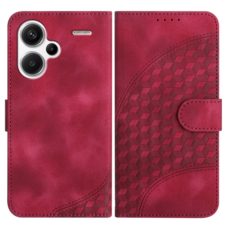 

For Xiaomi Redmi Note 13 Pro+ 5G YX0060 Elephant Head Embossed Phone Leather Case with Lanyard(Rose Red)