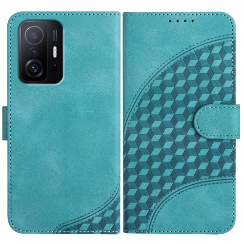 

For Xiaomi 11T/11T Pro YX0060 Elephant Head Embossed Phone Leather Case with Lanyard(Light Blue)