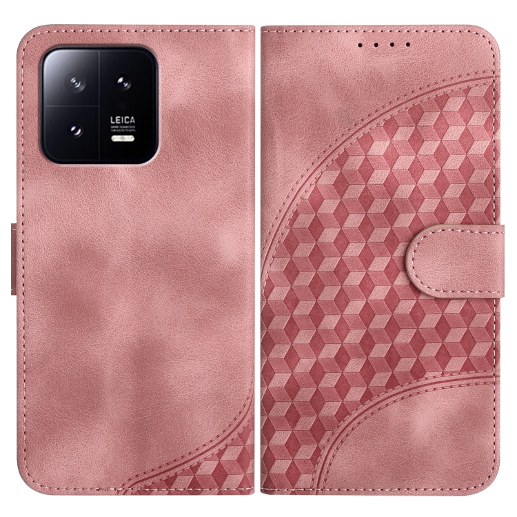 

For Xiaomi 13 YX0060 Elephant Head Embossed Phone Leather Case with Lanyard(Pink)