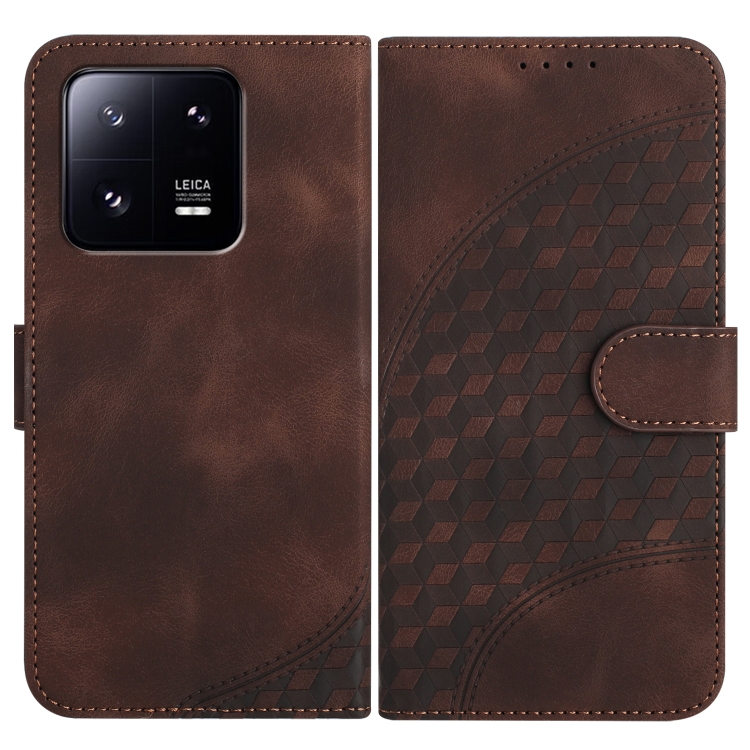 

For Xiaomi 13 Pro YX0060 Elephant Head Embossed Phone Leather Case with Lanyard(Coffee)