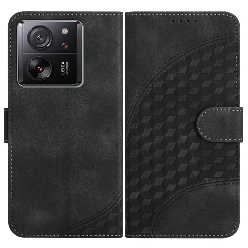 

For Xiaomi 13T/13T Pro/Redmi K60 Ultra YX0060 Elephant Head Embossed Phone Leather Case with Lanyard(Black)