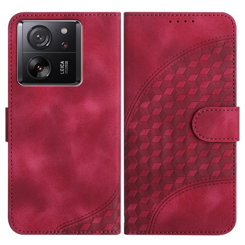 

For Xiaomi 13T/13T Pro/Redmi K60 Ultra YX0060 Elephant Head Embossed Phone Leather Case with Lanyard(Rose Red)