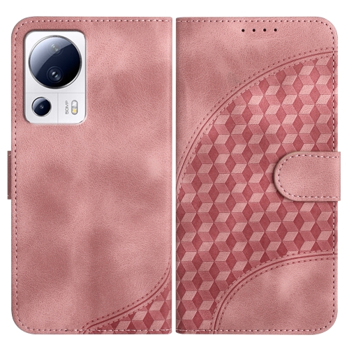 

For Xiaomi Civi 2/13 Lite YX0060 Elephant Head Embossed Phone Leather Case with Lanyard(Pink)