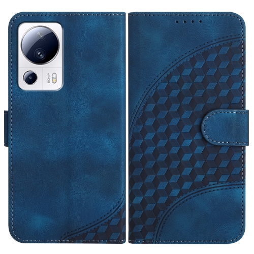 

For Xiaomi Civi 2/13 Lite YX0060 Elephant Head Embossed Phone Leather Case with Lanyard(Royal Blue)