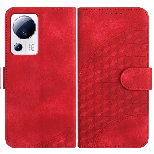 

For Xiaomi Civi 2/13 Lite YX0060 Elephant Head Embossed Phone Leather Case with Lanyard(Red)
