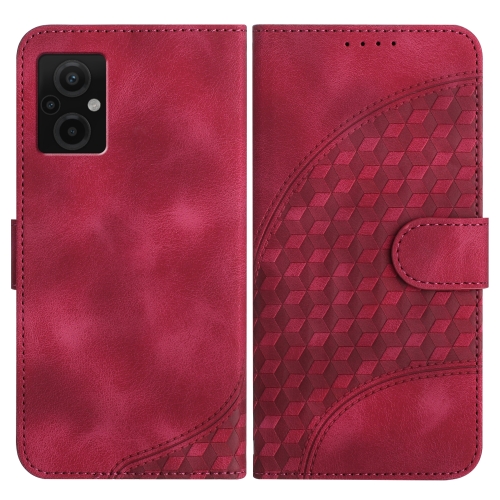 

For Xiaomi Poco M5/M4 5G YX0060 Elephant Head Embossed Phone Leather Case with Lanyard(Rose Red)